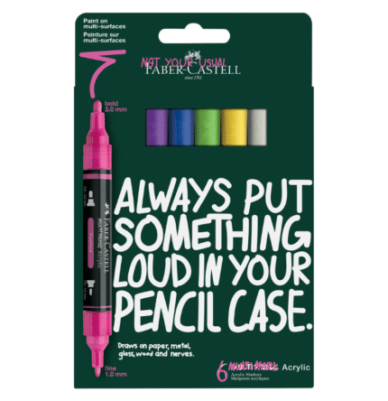 Faber-Castell Marcador Acrílico Multimark 6 Cores Vibrantes